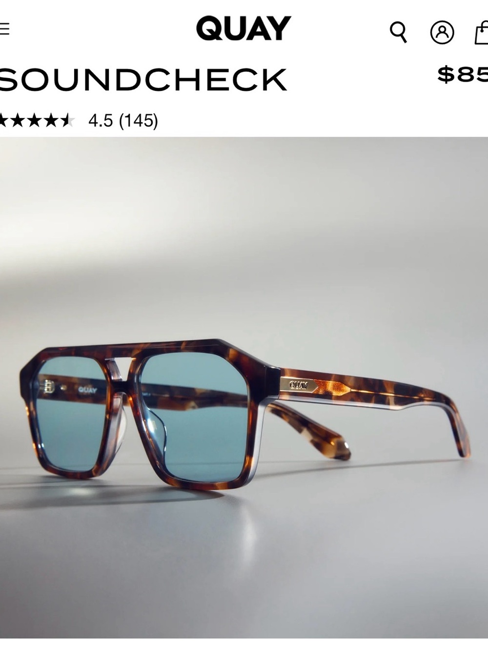 QUAY Soundcheck Tortoiseshell Sunglasses with Blue Lenses - Picture 5 of 7